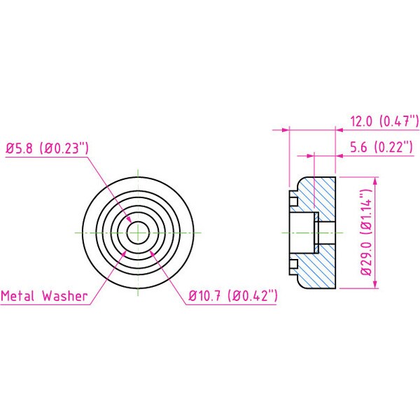 Main product image for 4-Pack Rubber Cabinet Feet 1.125" Dia. x 0.5" H 260-7503